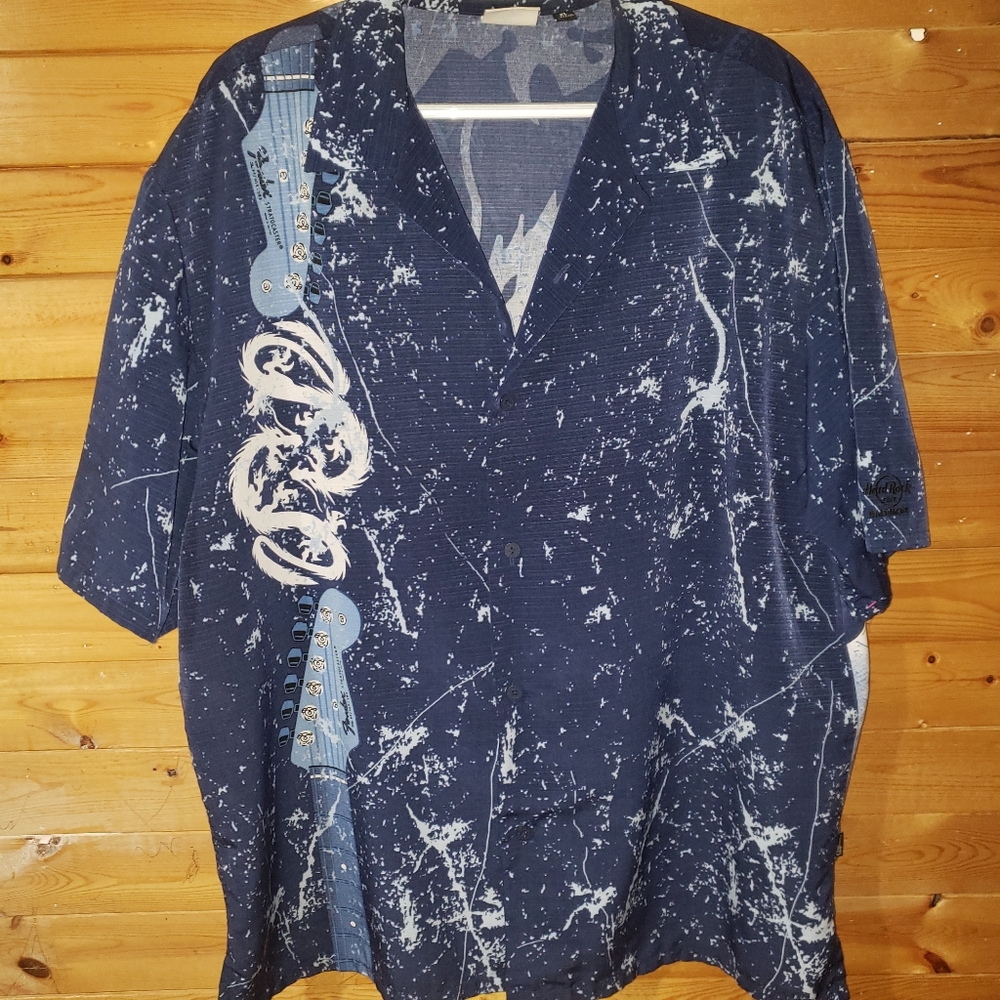 Vintage Hard Rock Cafe Baltimore Fender Guitar Mens Button-up Shirt size XL